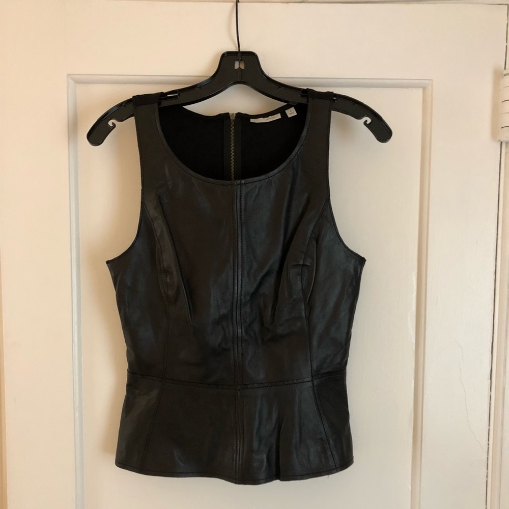 HALOGEN Leather Peplum Top